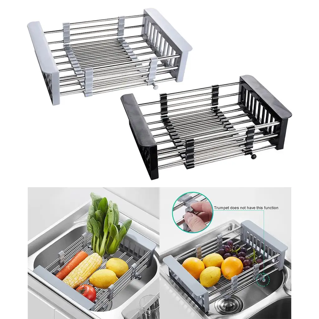 Expandable Dish Drying Rack, Over the Sink Dish Rack, In On Counter Dish Drainer , Rustproof Stainless Steel for Kitchen