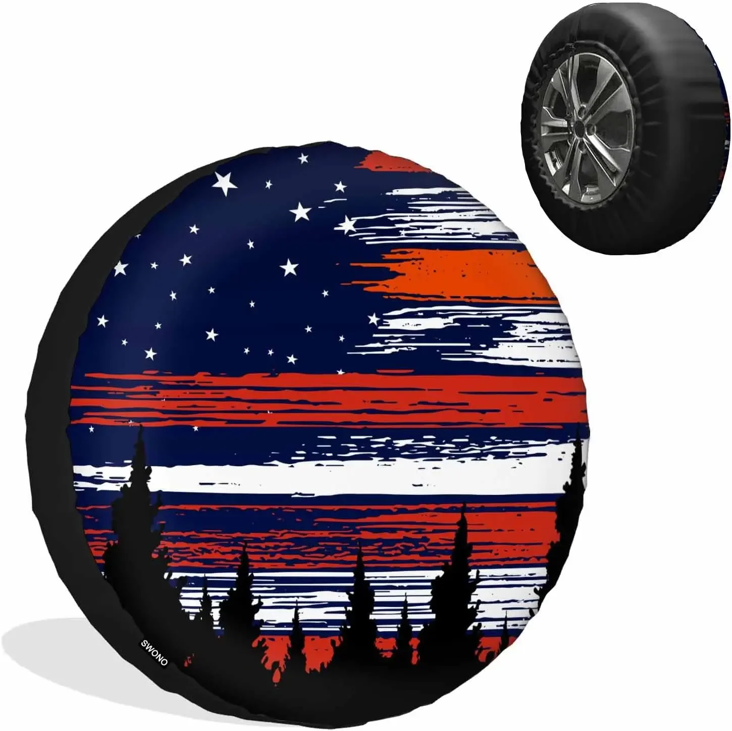 Abstract Flag of the United States Spare Tire Weatherproof Camping Trailer Universal Fits Tires for Rv SUV Truck Camper Travel