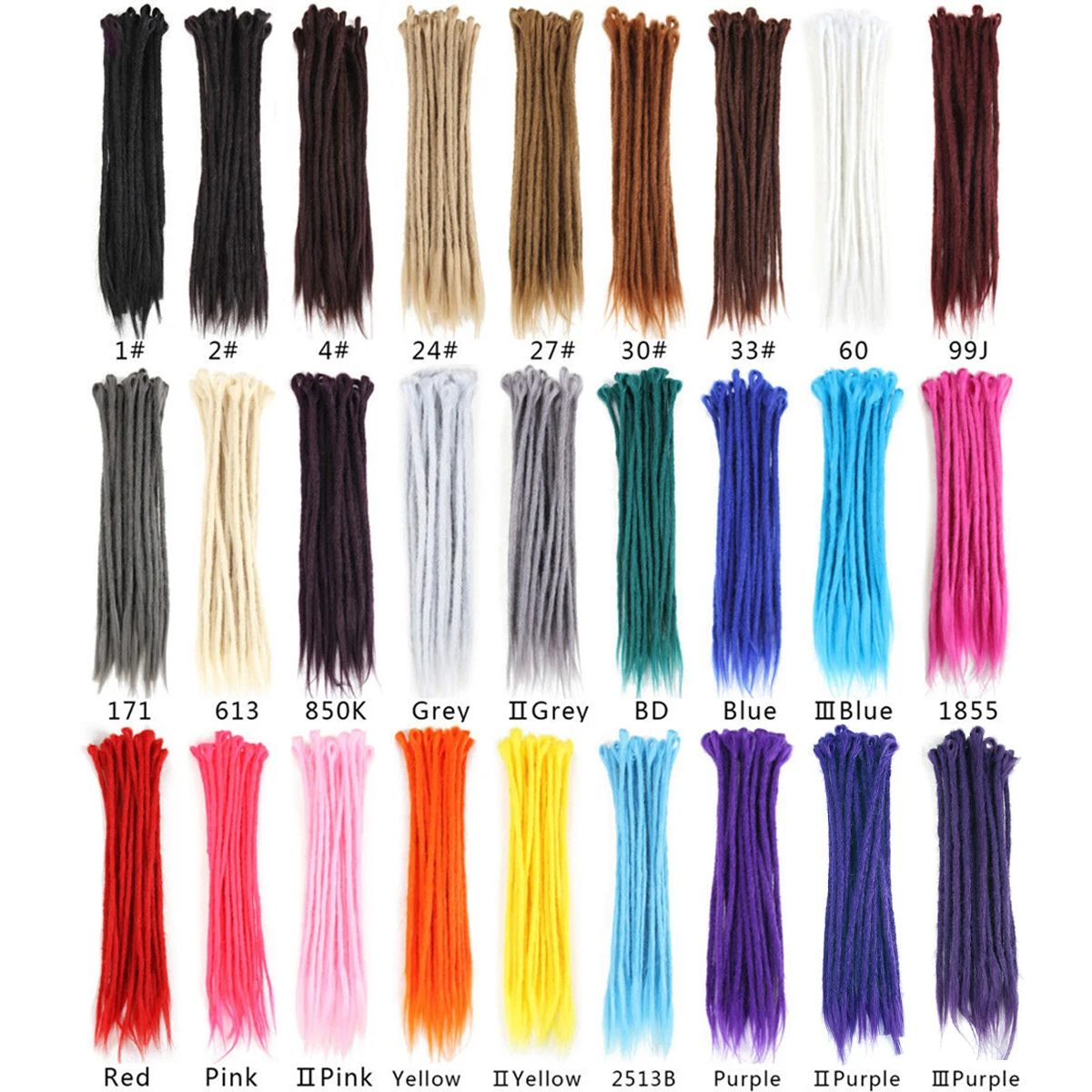 Synthetic 100% Handmade Dreadlocks Extensions Faux Locs Crochet Braid Hair Hip-Hop Style 20 Inch 10 Strands/Pack For Women Blue