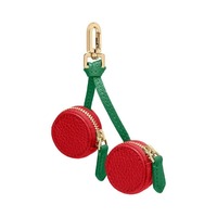 Fashion Cherry Fruit Shape Coin Purse Cute Zipper PU Leather Pendant Wallet Coin Bag Fruit Keychain Mini Storage Bag