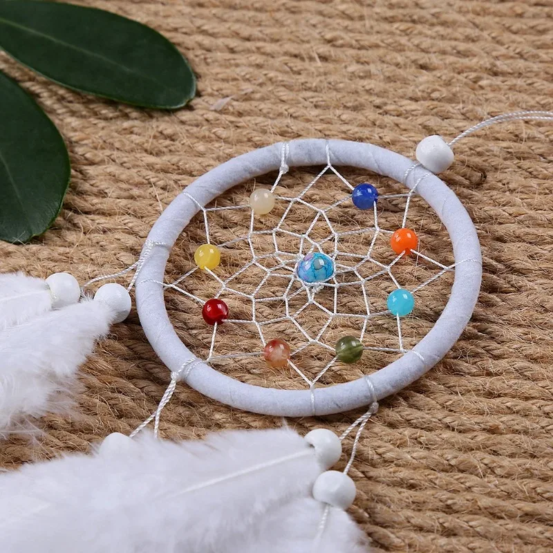 1pcs Retro Dream Catcher Wind Chimes Home Hanging Craft Ornament Circular Dreamcatcher Ornament Car Hanging Wall Decoration