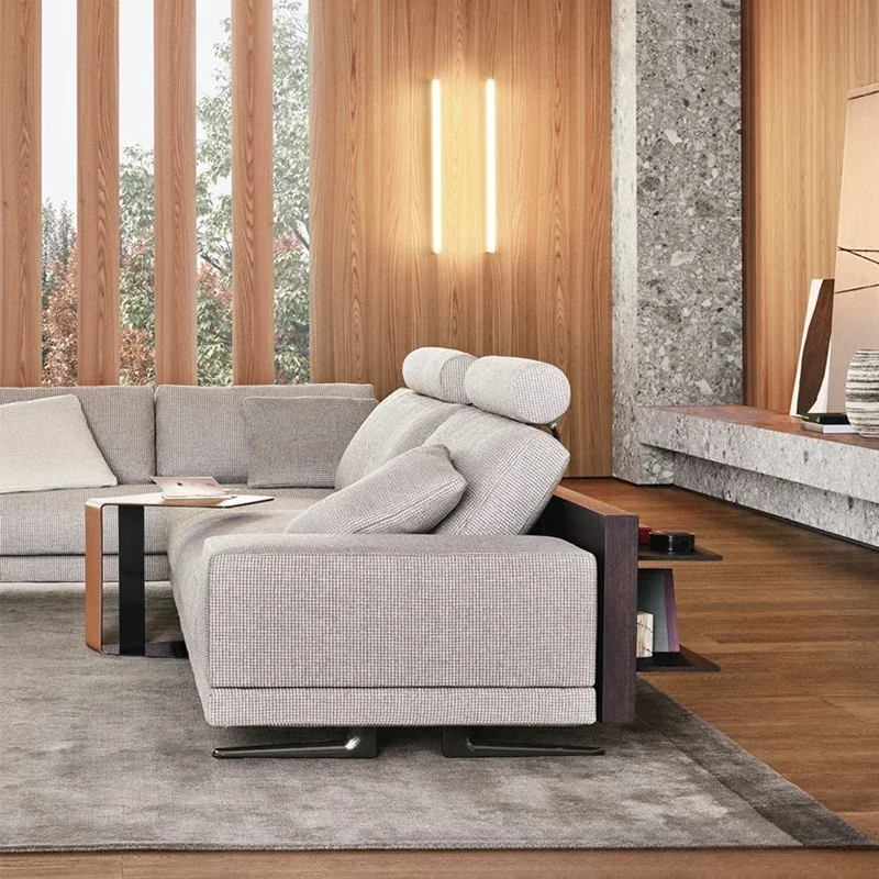Italian light luxury saddle leather stainless steel embedded sofa computer table outdoor small tab le Table