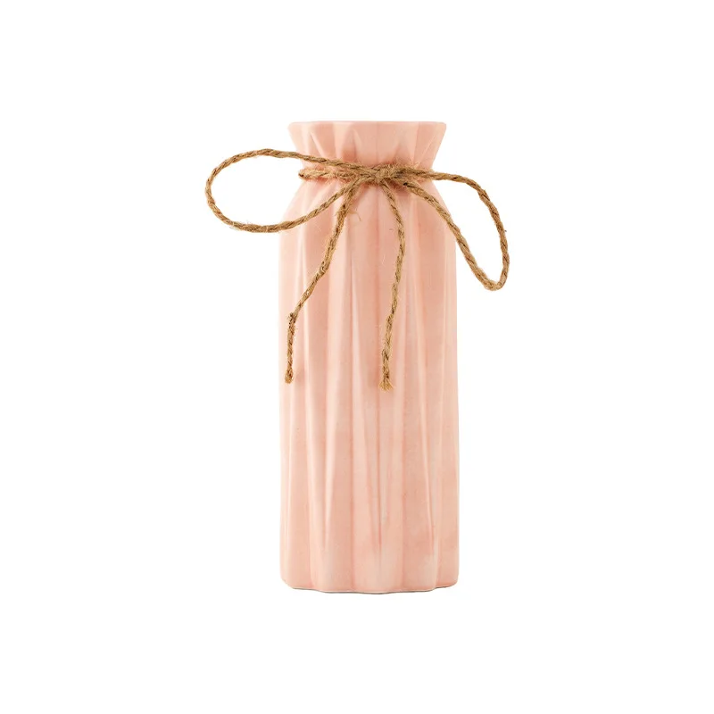 

Простая и креативная розовая керамическая ваза, гидропонная цветочная композиция для обеденного стола или гостиной, украшение из сухоцветов