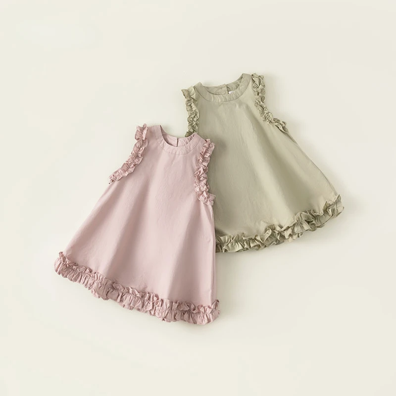 

Kids Dress 24 Summer New Korean Style Fungus Lace Vest Skirt Baby Girl Sweet Skirt Kids Dresses for Girls