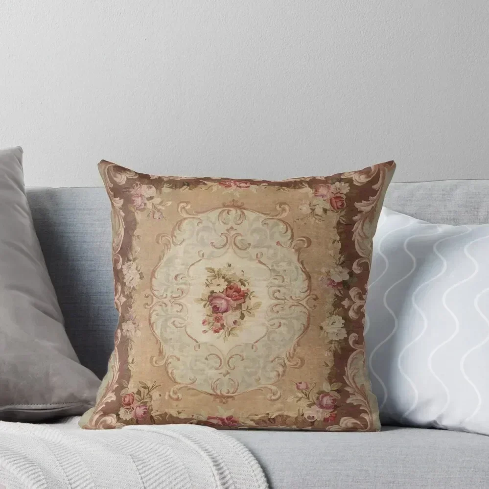 

Antique Rose Floral French Aubusson Rug Print Throw Pillow Christmas Pillow Cases christmas supplies Christmas Pillows pillow