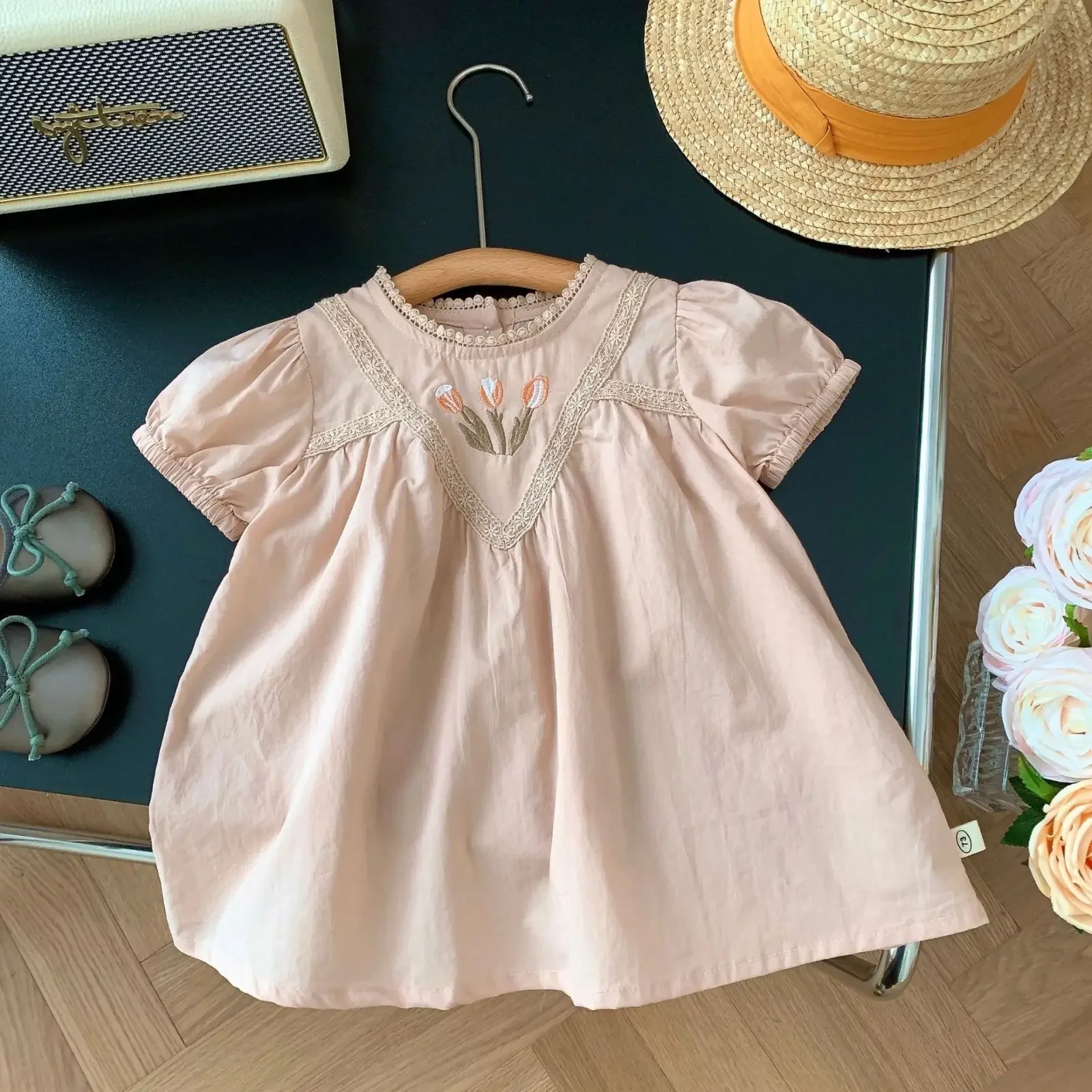 

2025 Summer Dress For Girls Baby Embroidery Lace Princess Dresses Kids Children Birthday Clothes Vestidos