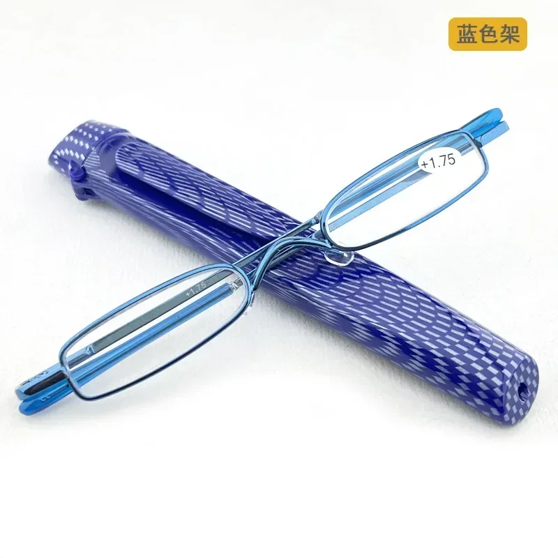 New Flip Top Cover Fashion Mini Spring Frame Reading Glasses Resin Lens Portable Pen Barrel Reading Glasses for Men and Women