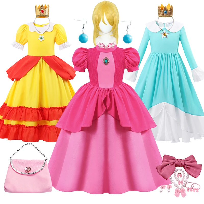 Halloween Costume for Kids Peach Princess Dress For Girls Children Stage Performance Clothes Cosplay Costume Fancy Party Outfits