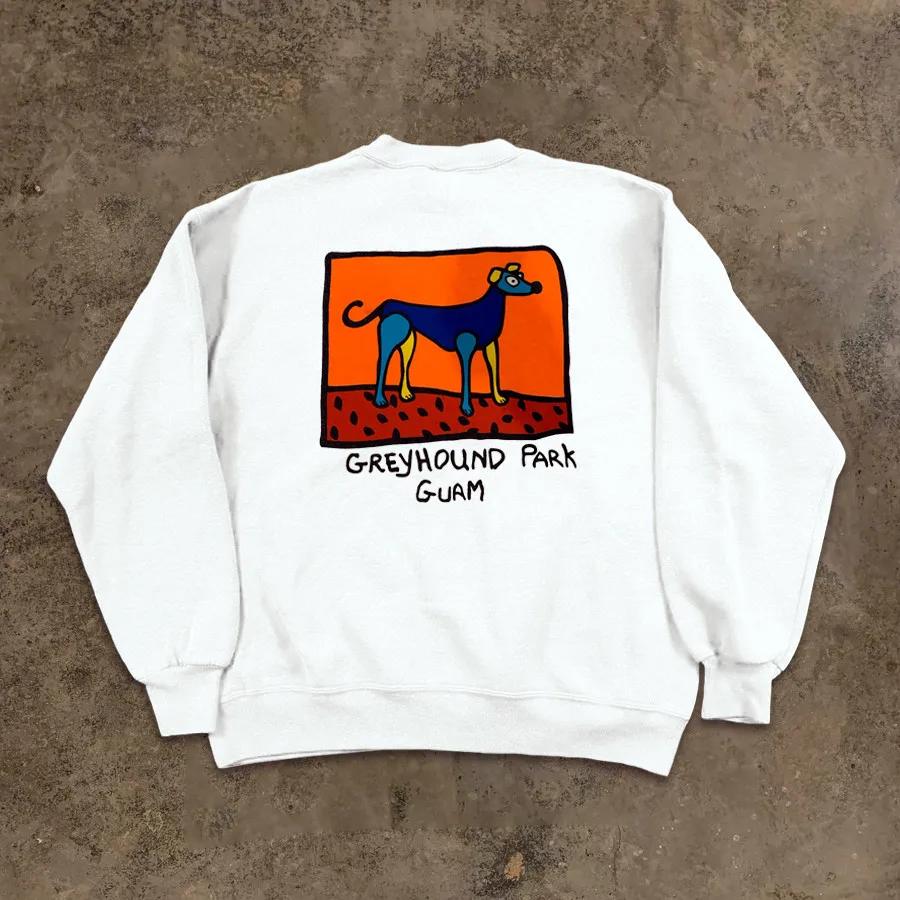 

Hillbilly New Arrival Vintage Style Cartoon Greyhound Printing Unisex Sweatshirts White Cotton Crewneck Autumn Thick Pullovers