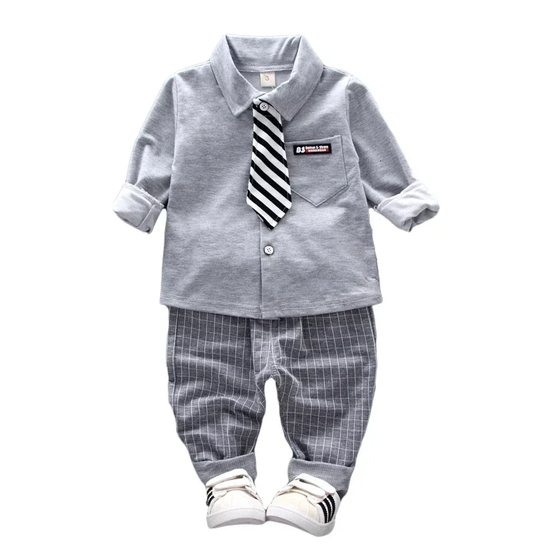 

New Spring Baby Boys Clothing Children Gentleman Long Sleeved Suit Shirt Pants 2Pcs/Sets Kids Formal Clothess Infant Tracksuits