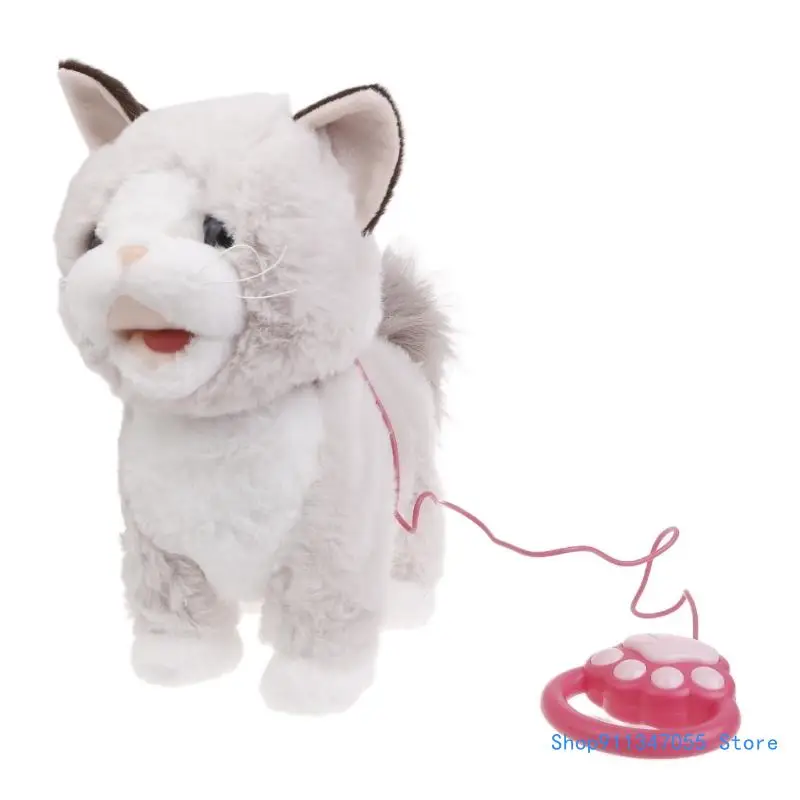 Leash Plush Toy Electric Walking Toy Simulation Singing Kitten Kids Gift Drop shipping