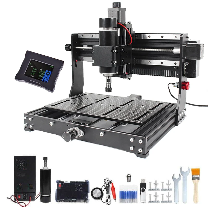 CNC Madeira Spindle Spindle, Máquina De Gravura De Fresagem De Metal, DIY Gravador A Laser para Corte De Alumínio De Aço MDF, 3020 Plus Max, 3-Axis,