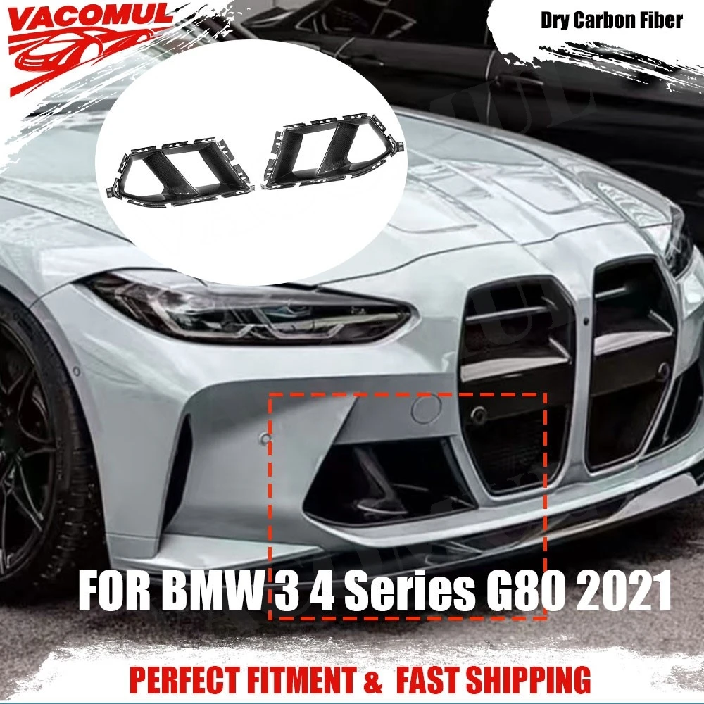 

VACOMUL For BMW 3 4 Series G80 M3 G82 G83 M4 2021+ ABS Carbon Look Front Bumper Air Vent Splitter Side Fender Cover Trim