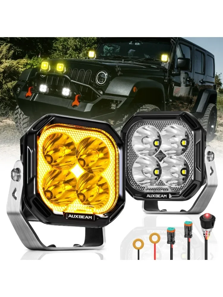 1 Paar 3 Inch LED Pod Lampen met Witte DRL & Amber Knipperlicht Rijlicht voor UTV ATV SUV Truck Offroad - afbeelding 2