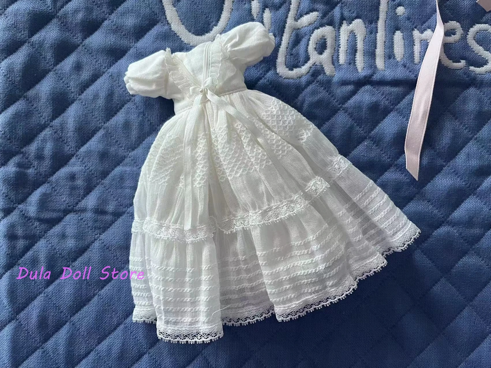 (Vendita speciale) Vestiti per bambole Dula Abito bianco estivo a maniche corte doppia gonna Blythe ob24 Bjd Doll