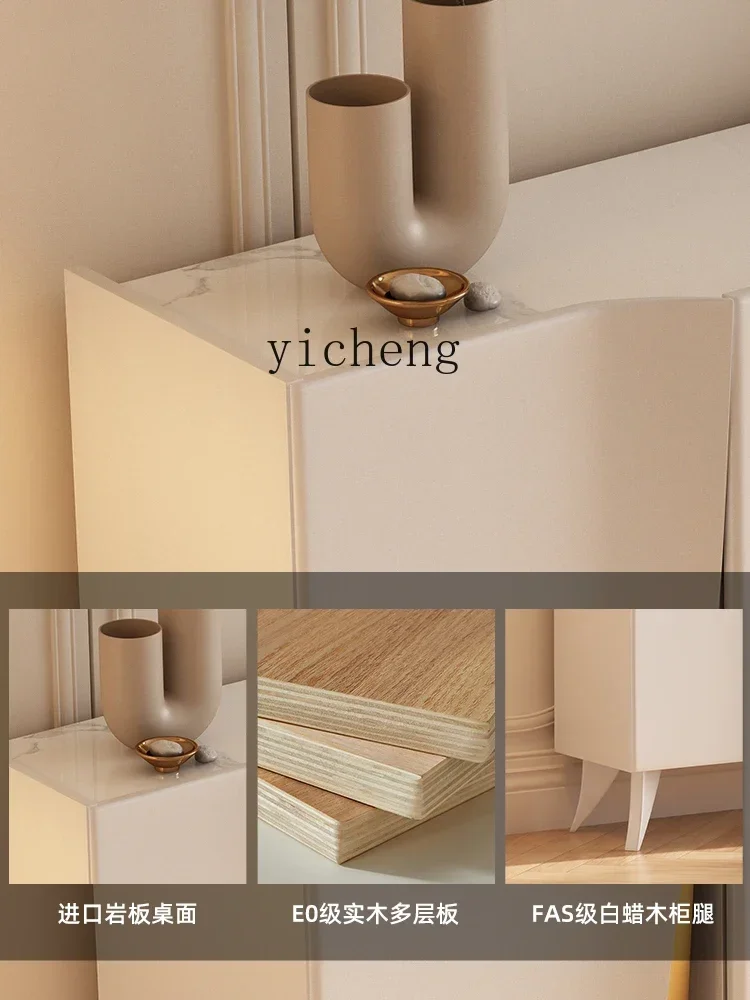 French Cream Style Shoe Cabinet Ultra-Thin Living Room Storage Home Solid Wood Entrance Cabinet Nordic