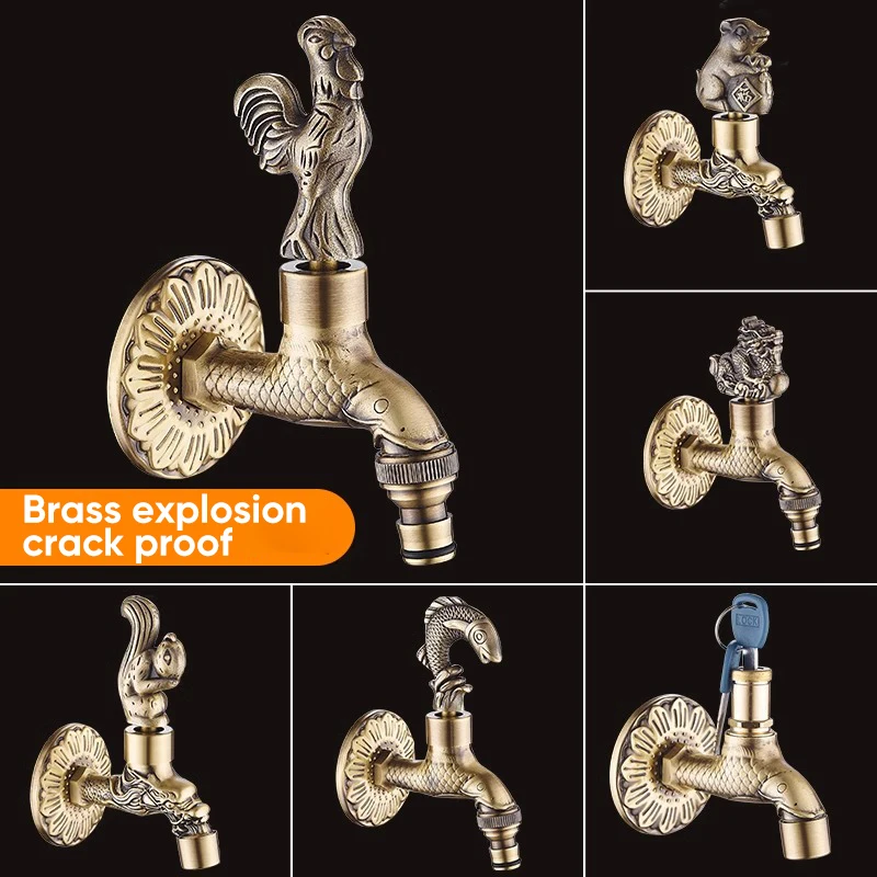 Imagem -02 - Dragão Esculpido Bidcock Faucet para Jardim Antique Mop Faucet Máquina de Lavar Roupa Banheiro ao ar Livre 811573