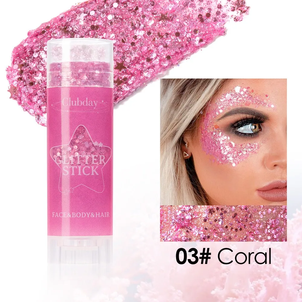 Körper-Glitzer-Gel-Stift Langanhaltender Gesichts- und Haar-Glitzer Pailletten Rosa Lidschatten Schimmer Highlighter Party Make-up Kosmetik – Detail 12