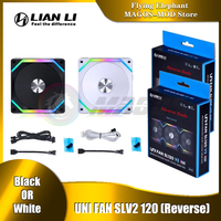 Lian Li UNI FAN SL120 V2 Computer Case Cooler,Black/White,L-Connect 3 Cabless Reverse Blade - Single Pack,