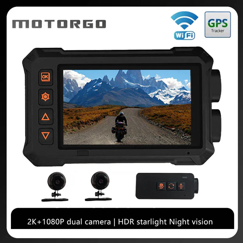 

Motorcycle DVR Moto Camera Dual 1080P Dash Cam Front Rear Driving Video Recorder Waterproof WiFi GPS Motorbike Video Camera