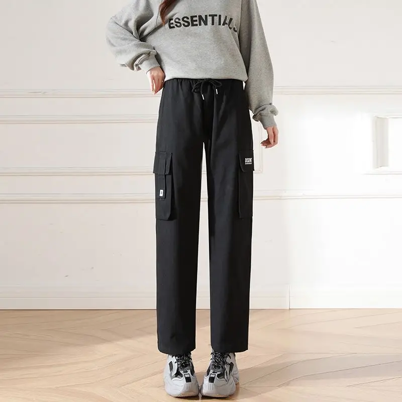 

New Pure Cotton Work Pants for Women Autumn Student Korean Loose Wide-leg Pants Versatile Trendy Large-size Casual Pants
