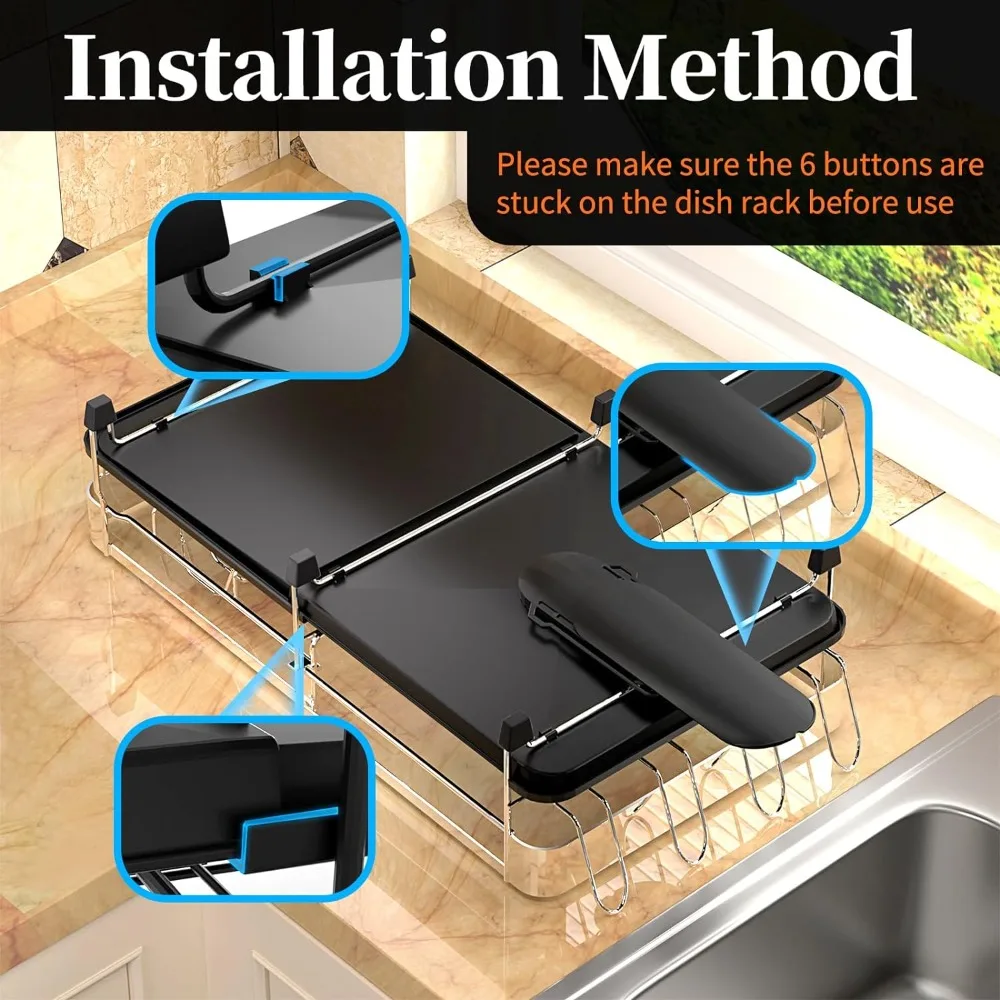 Dish Drying Rack, Dish Rack with Drainboard, Kitchen Dish Drying Rack with Rotatable Swivel Spout and Utensil Holder, Stainless