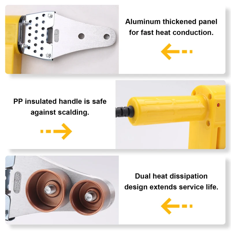 PPR Water Pipe Heat Fuse Water Pipe Constant Temperature PE Hydropower Engineering Quick-Heat Welding Machine EU Plug