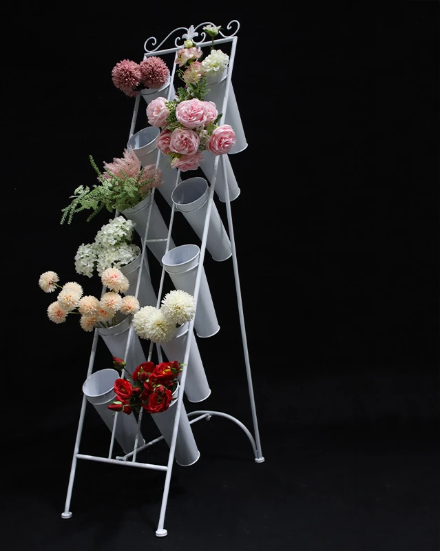 Wrought Iron Flower Shop Bouquet Flower Display Stand Stepped Flower Raising Barrel Arrangement Display Stand