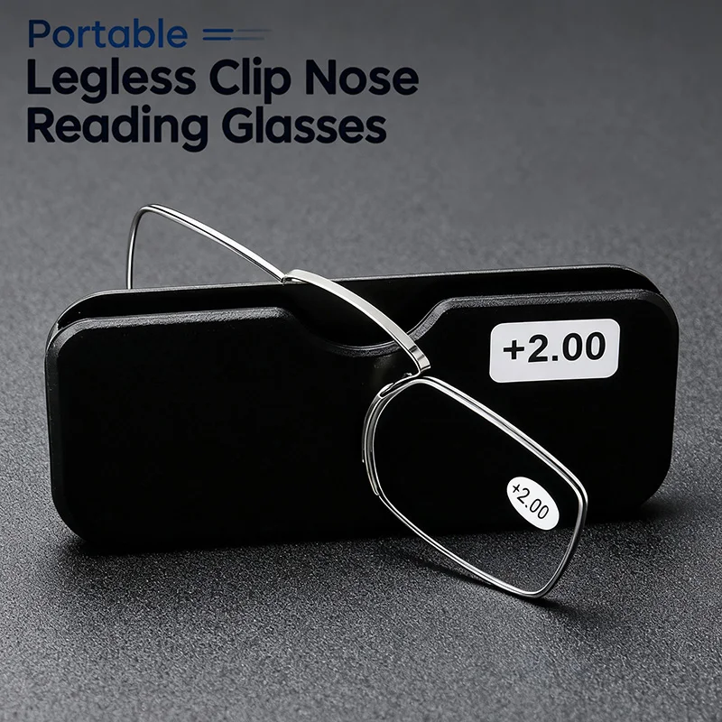 Mini Mini Ultra-thin Legless Nose Clip Reading Glasses Men Women Small Portable Ultra-light Case Nose Clip Presbyopic Readers 1.0-3.0 - Aliexpress Deal