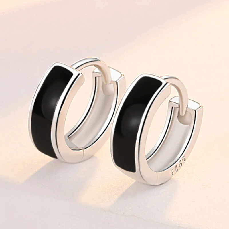 Fashion Silver Color Round Black Earring For Women classic high quality Jewelry New