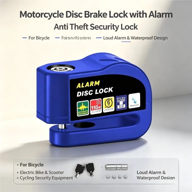 Bicycle Electric Bike Scooter Cycling Security Equipment Aluminum Alloy Motorcycle Disc Brake Lock with Alarm Anti Theft Lock