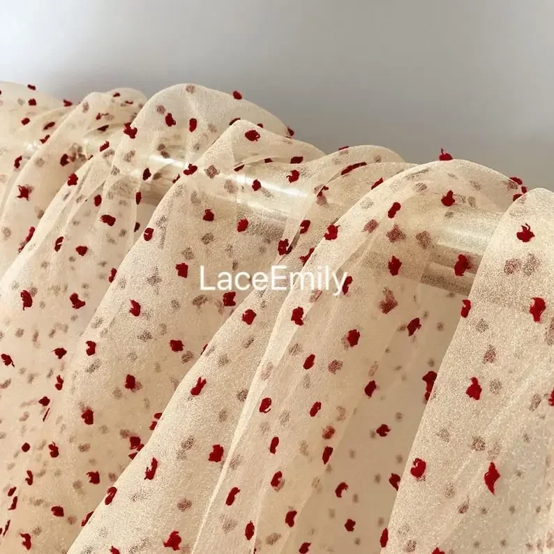 

9 цветов: ткань с красными точками, иллюзионная ткань цвета шампань, кружевная ткань, черная тюлевая ткань в горошек для свадебных платьев, фаты, платьев-пачек, детской одежды