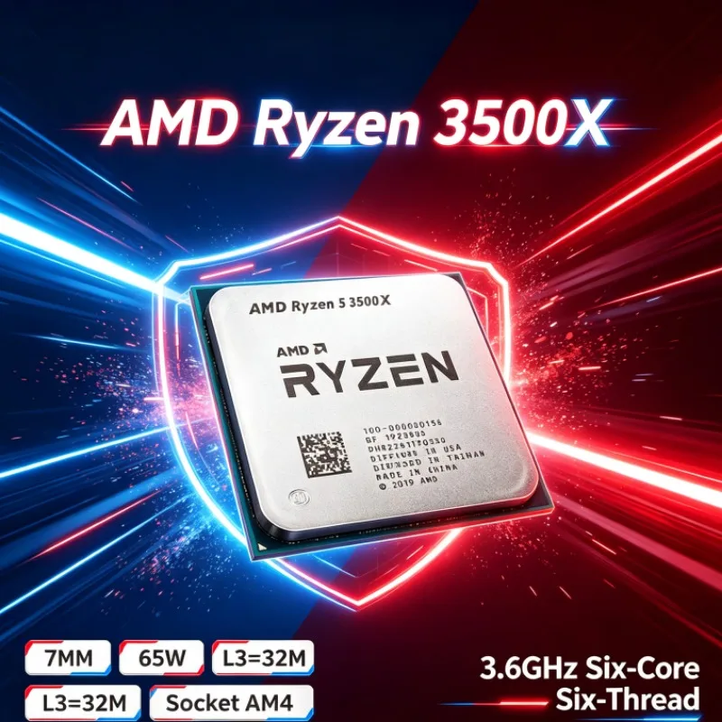 Processeur AMD Ryzen 5 3500X 6 cœurs 6 threads 3,6 GHz 7 nm 65 W L3=32 Mo Socket AM4 CPU pour PC de jeu