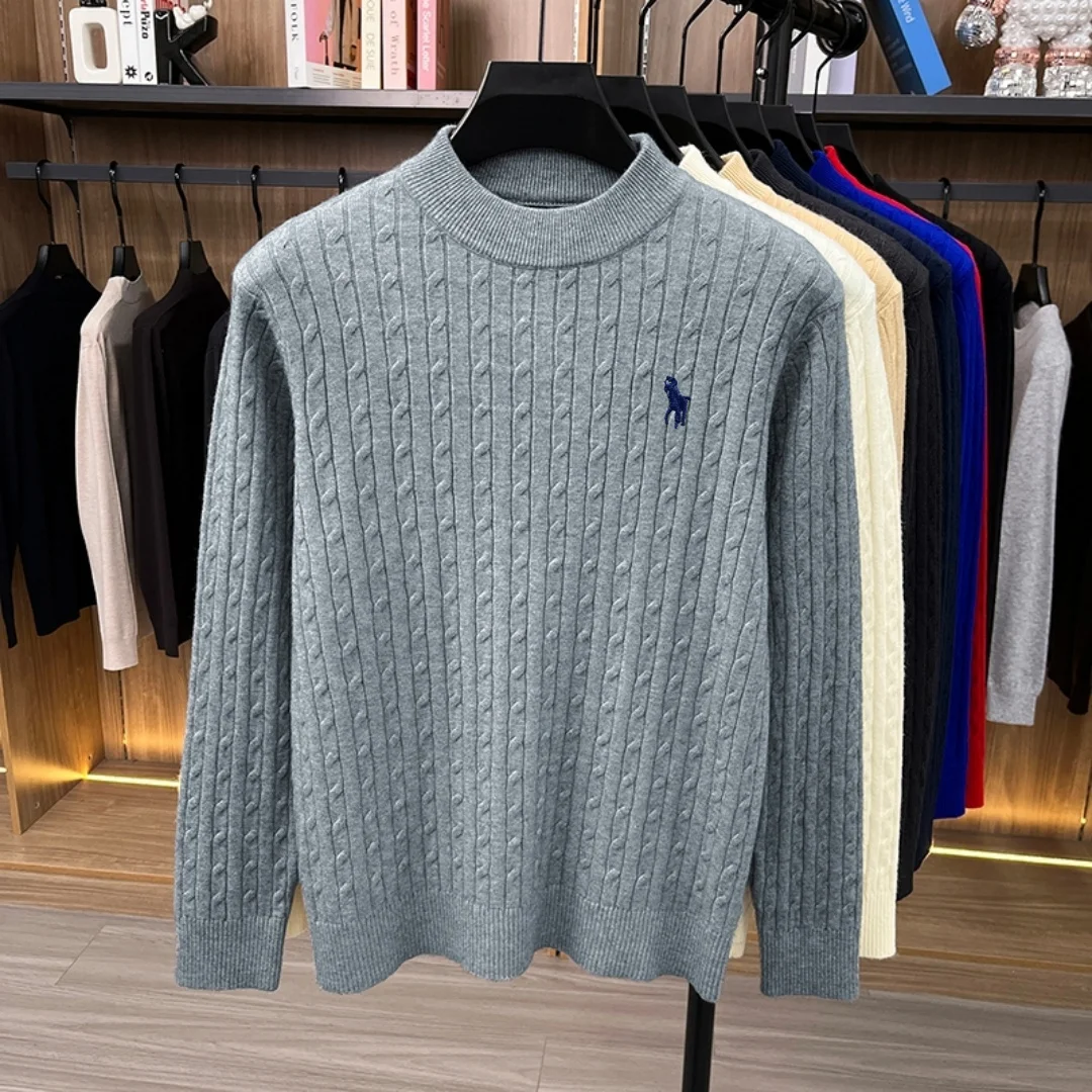 Luxuriöser Herren-Markenpullover für den Winter, hochwertiger Strickpullover mit Rundhalsausschnitt, Jacquard-Stickerei, langen Ärmeln, lässiger Modestil. – Detail 21