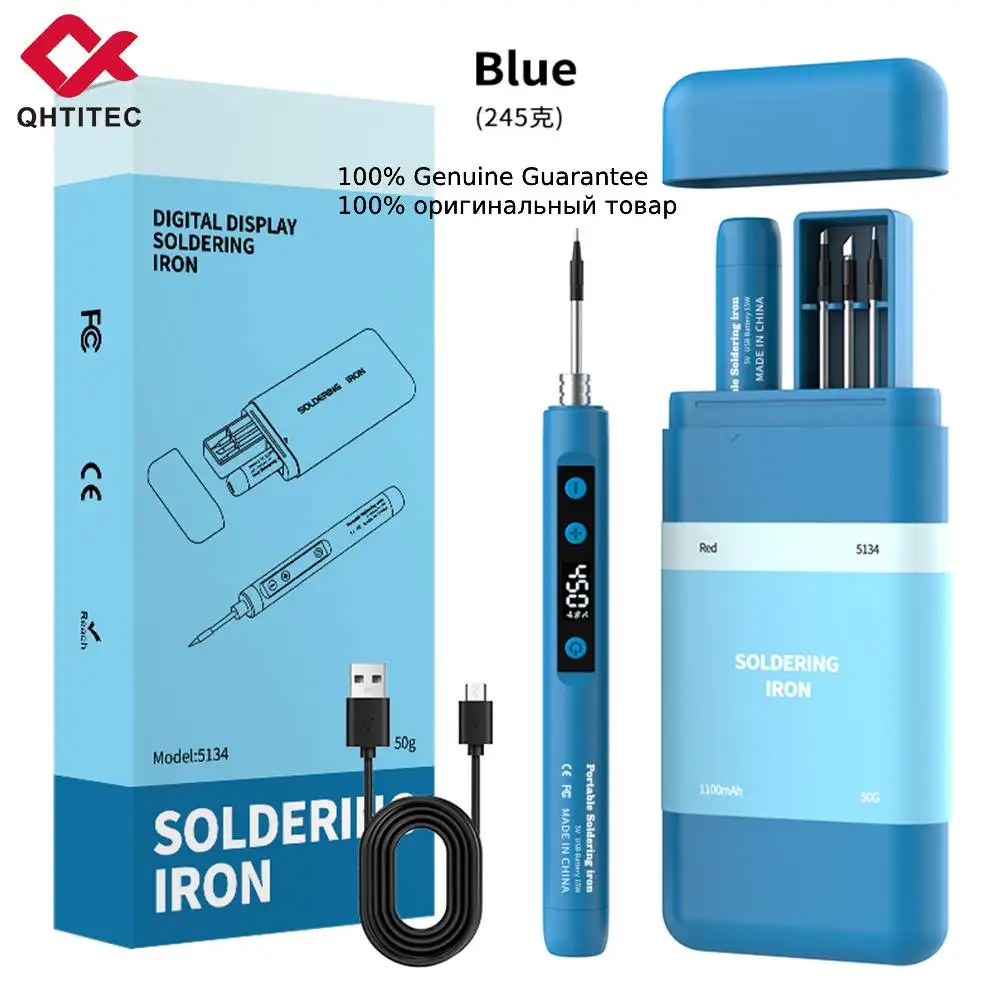 JCD Wireless Soldering Iron Portable Rechargeable 180-450°C Adjustable Temperature Electric Welding Tool Charging Kit USB-5134