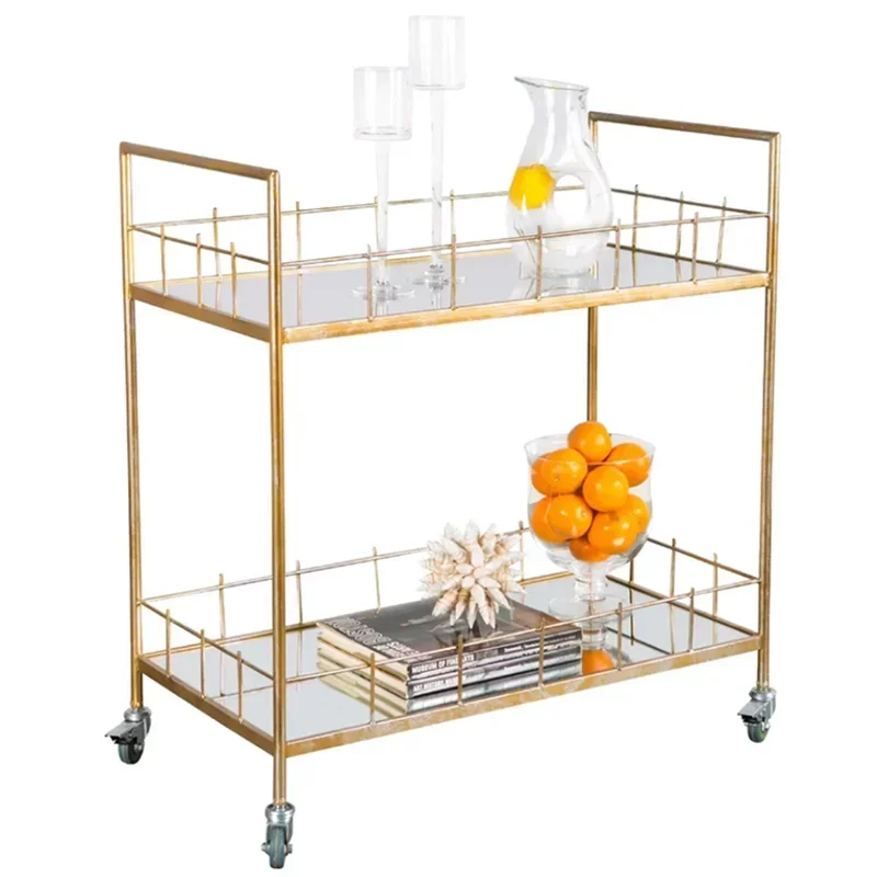 

for Industrial-Style Silver Iron Trolley Cart for Food Drink Wine Serving in Hotels Rooms Living Rooms Durable Steel Material