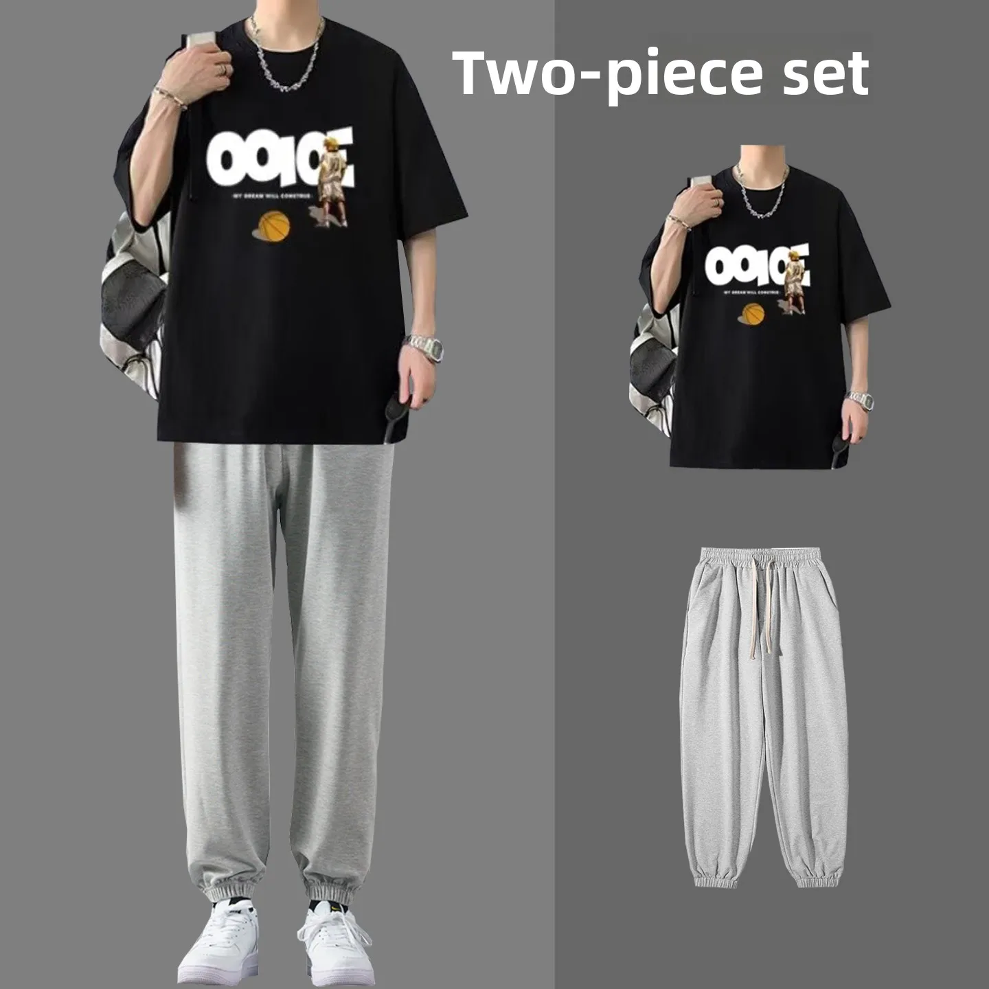 

Летний спортивный комплект для мальчиков-подростков: футболка с коротким рукавом и брюки (2 предмета), повседневный модный брендовый комплект, бесплатная доставка