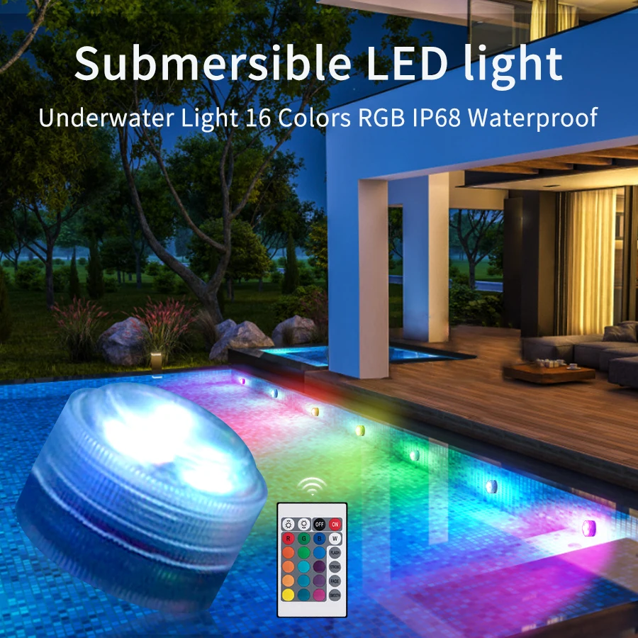 

3 LED Underwater Light With Remote Control Waterproof RGB Color Night Light Fish Tank Vase Aquarium Pool Submersible Lighting