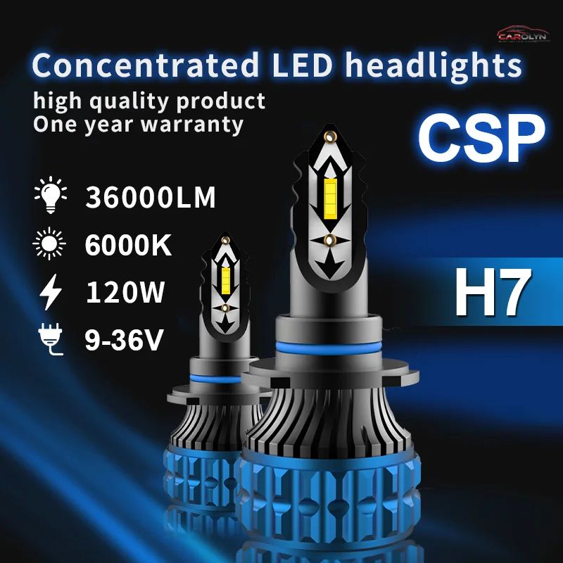 

Carolyn 2Pcs H7 LED Headlight Bulb 12V Mini Car Head Lamp CSP3570 Wireless H7 LED Canbus Error Free 20000Lm 6000K White