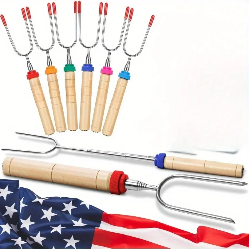 Marshmallow Roasting Sticks Bulk Smores Skewers Hot Dog Camping Skewers Accessories Extendable Forks Bbq Tools Smores Sticks