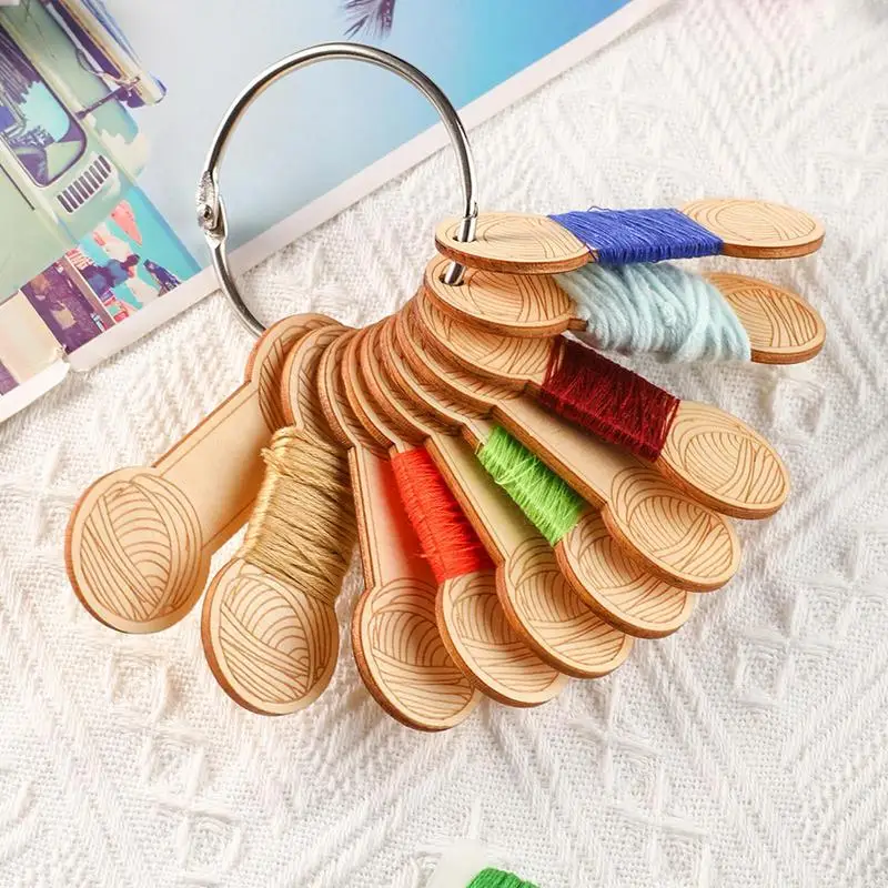 Wooden Yarn Bobbins And Bobbin Winder Set Spool Thread Bobbin Embroidery Floss DIY Thread Organizer Holder Sewing Tools 10pcs