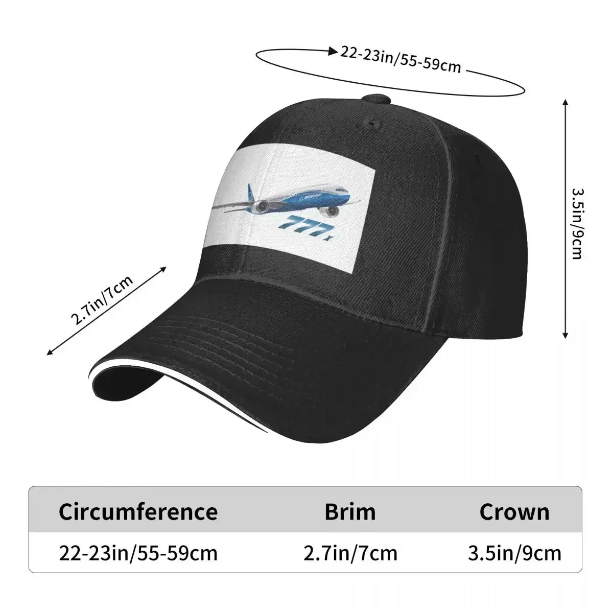 Boeing 777x-900 Aircraft Image - Blue Baseball Caps Snapback Fashion  Hats Breathable Unisex Polychromatic Customizable