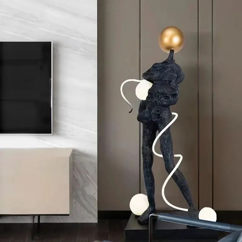 

Figure installation Floor-to-ceiling large ornament Abstract pants sculpture Modern duplex building, hotel lobbyHY