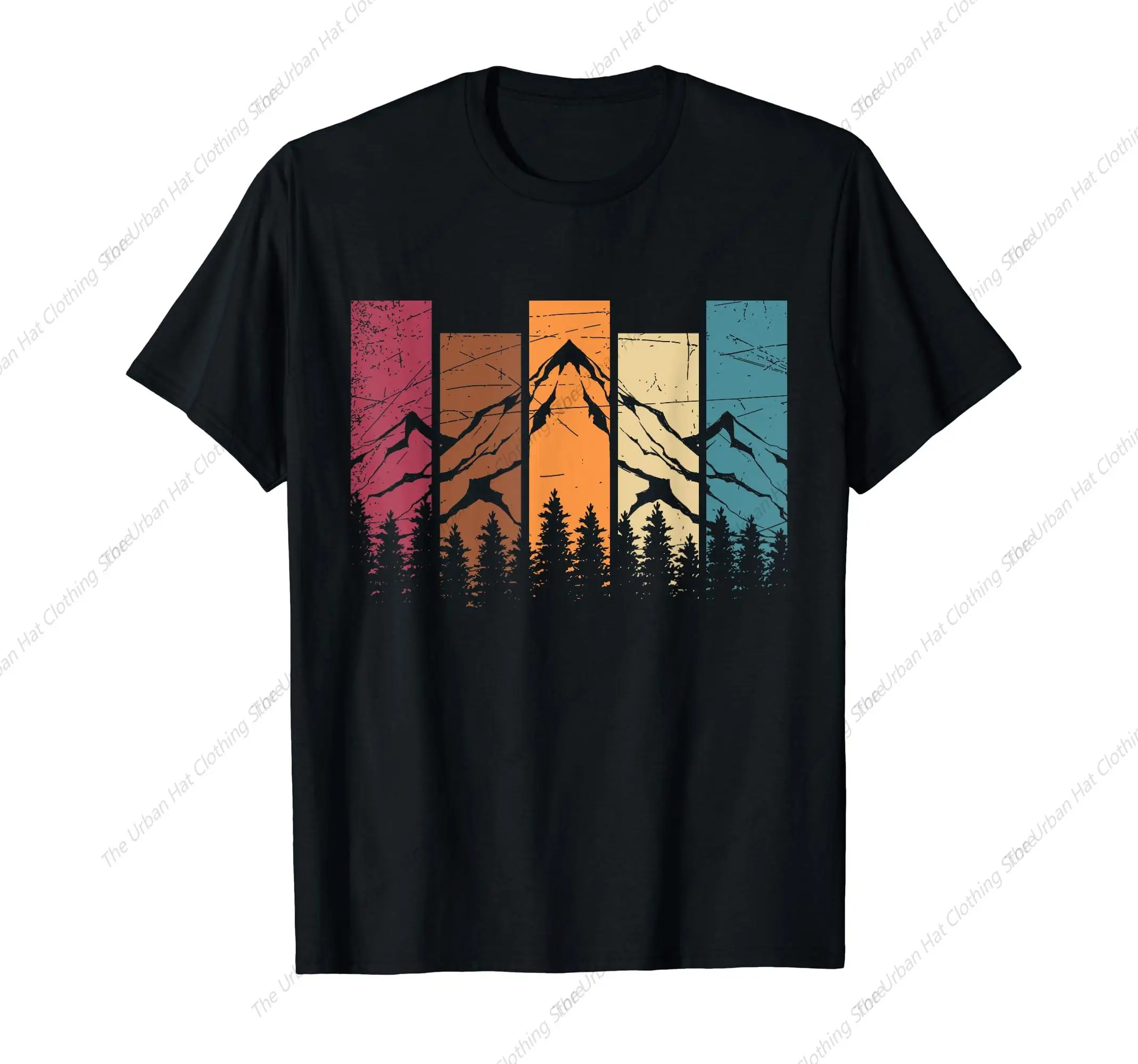 Wildlife Forest Nature Trees Retro Outdoors Mountains Hiking T-Shirt Soft Cotton Tshirt Male Clothing O-Neck Short Sleeve Causul