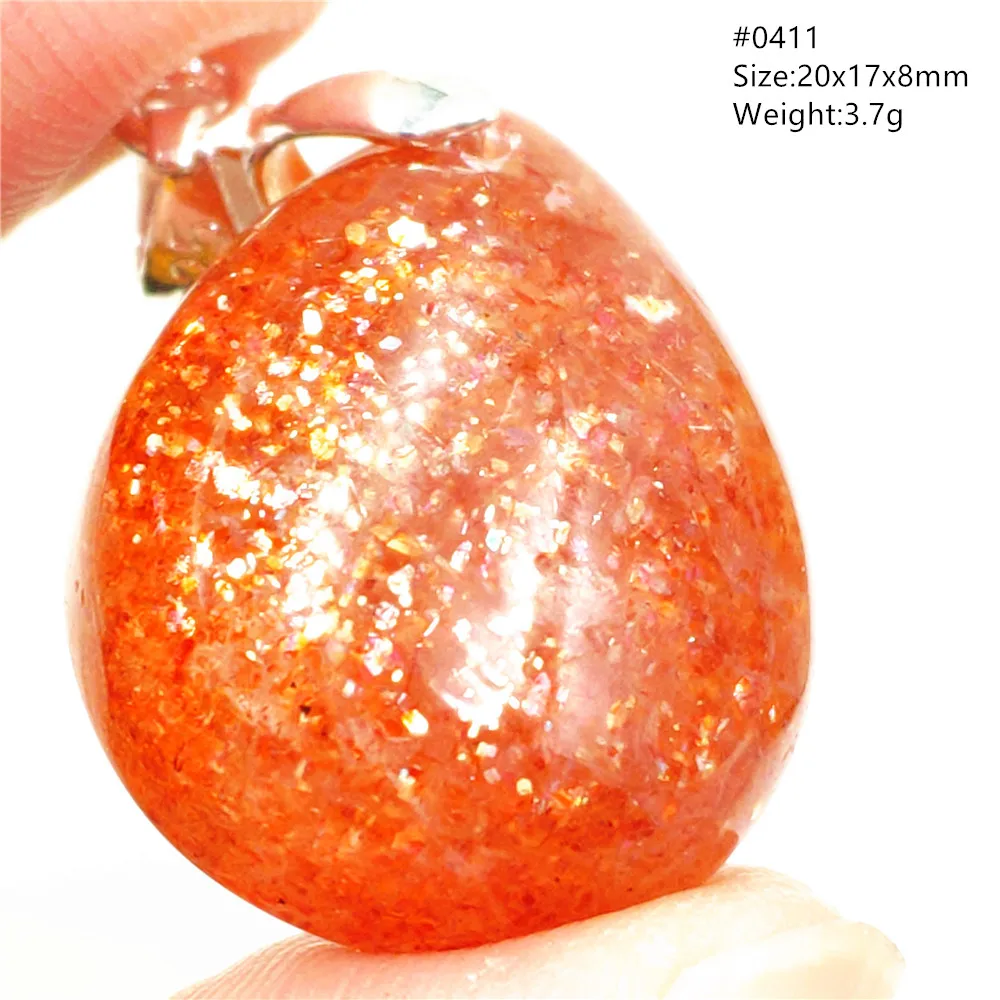 Natural Orange Sunstone Gold Strawberry Quartz Beads Pendant Necklace Jewelry Arusha Stone Women Men Flash AAAAAA