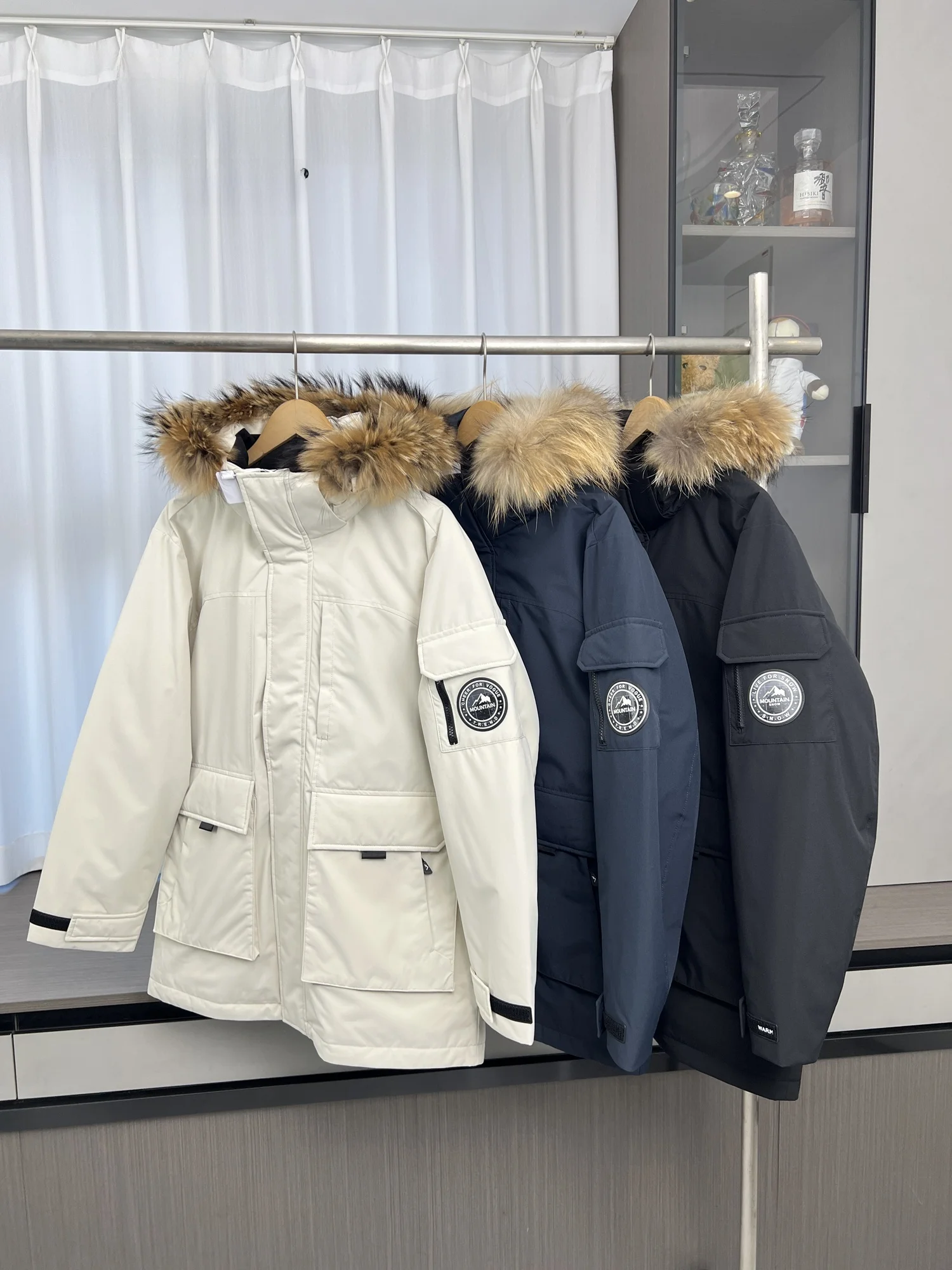 

High Loosen down Jaet Hooded Outdoor Warmth Couples Men's Faion Urban Sle Du down Filling Workwear Sle Zipper Cl...