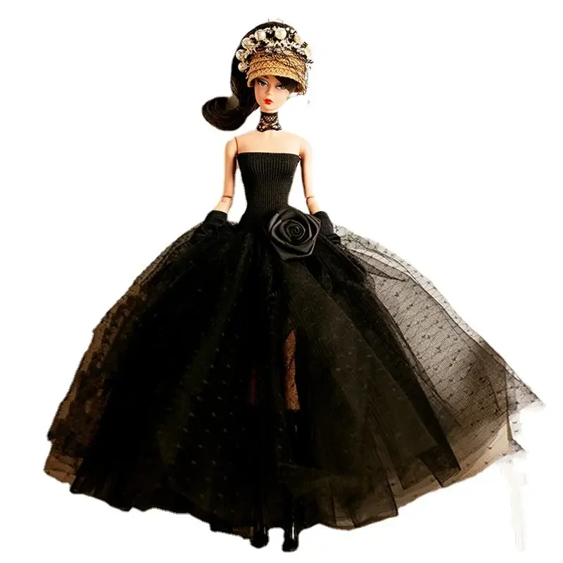 Classic Black Rose Wedding Dresses for Barbie Doll Clothes for Barbie Dress 1/6 BJD Dolls Accessories Outfits Princess Gown Toys