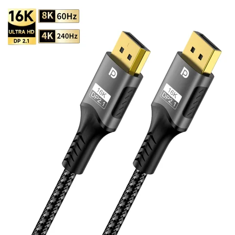 16K Displayport 2.1 Cable  8K@60Hz 4K@240Hz Compatible with HDR10 DSC 1.2a, G-Sync FreeSync Gaming PC, Gaming Monitor 5090