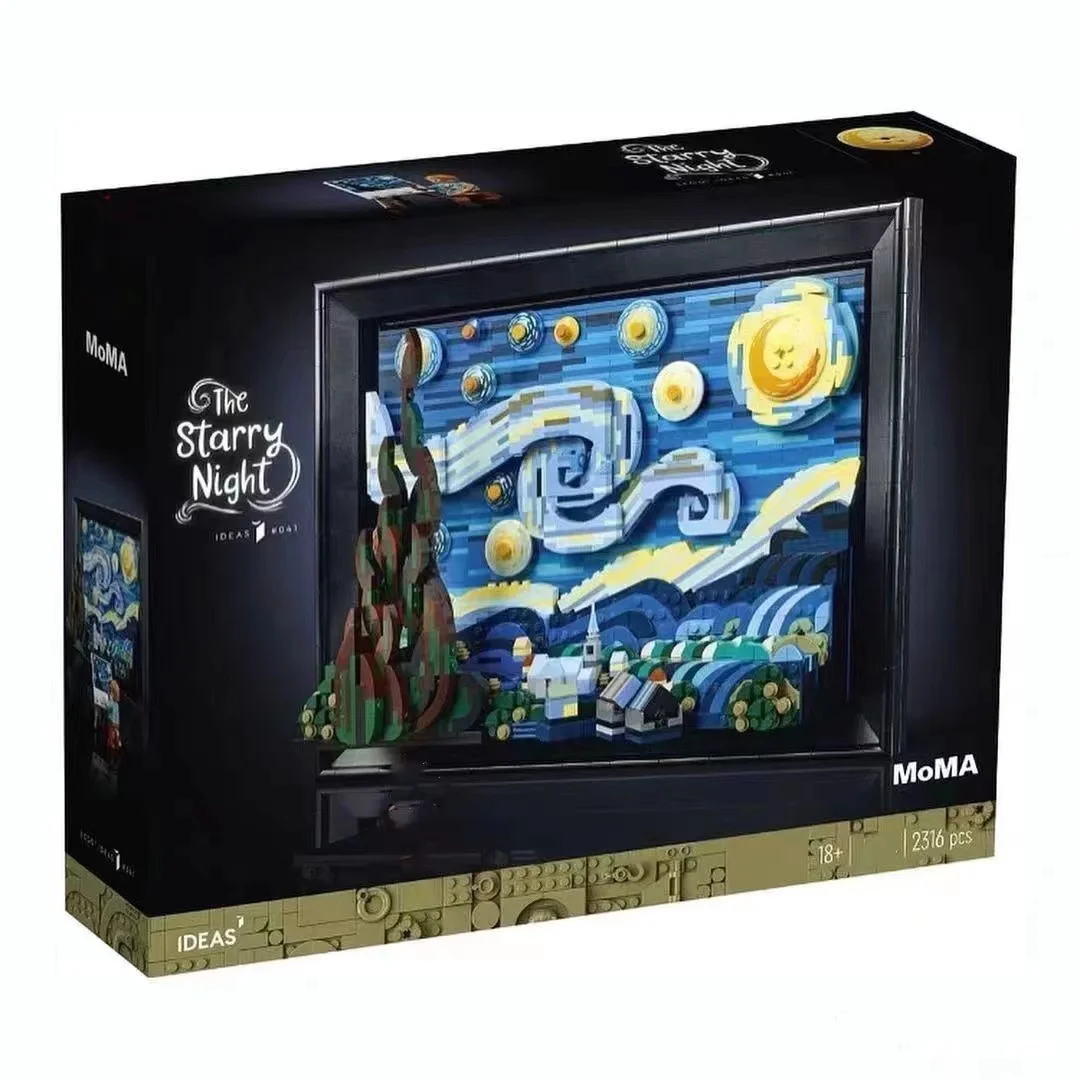 Vincent Van Gogh 21333 :The Starry Night 2316pcs Moc Art Painting Building Blocks Bricks Model Educational Toy Gift