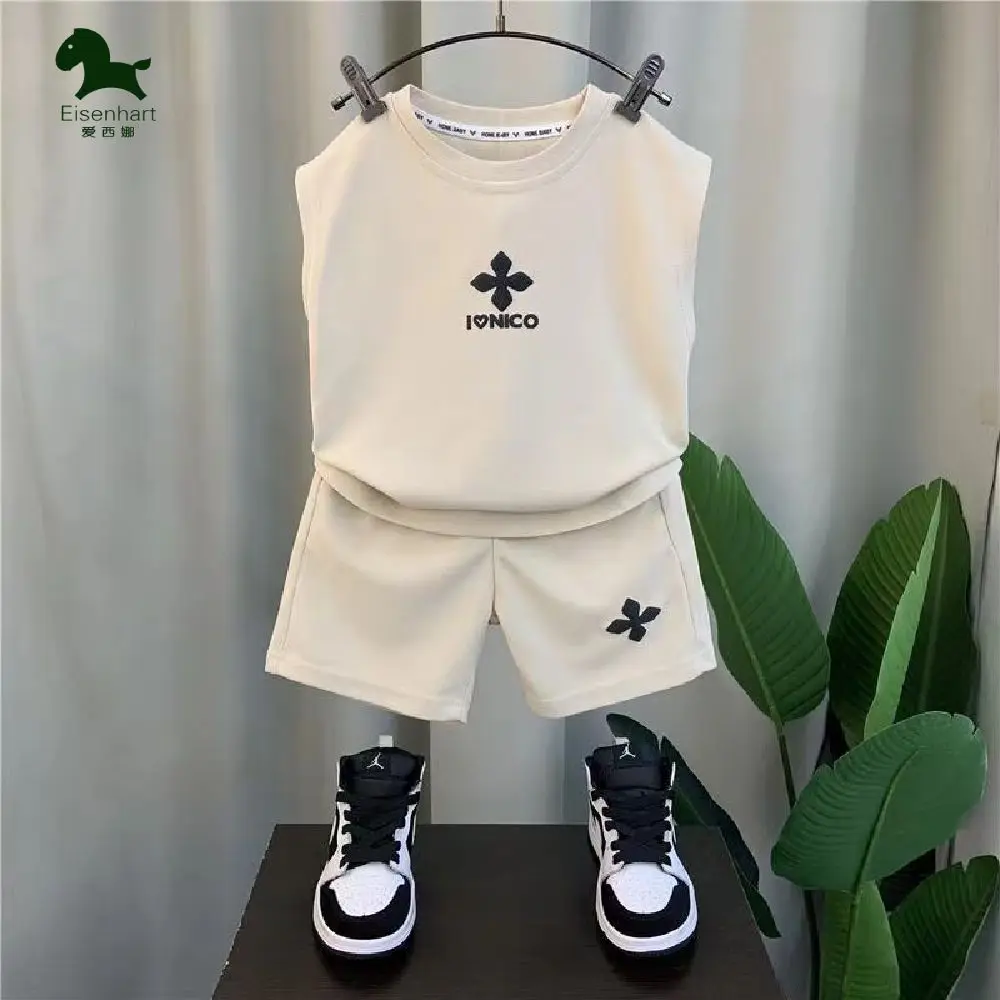 

Boys' Short-Sleeved Suit 2023 Summer New Children Handsome Boy Sleeveless Vest